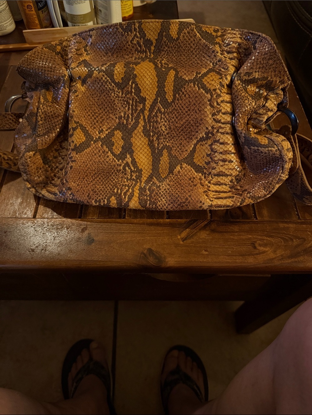Brown Snakeprint Crossbody Bag